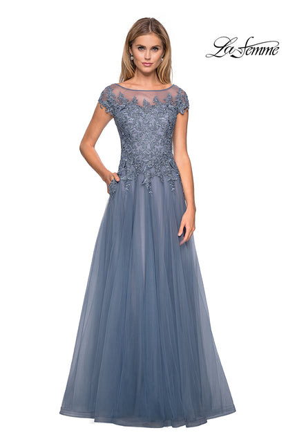 Picture of: Long Tulle Gown with Lace Bodice and Pockets, Style: 26893, Detail Picture 5