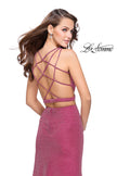 Picture of: Glittering Two Piece Jersey Prom Dress with Side Leg Slit in Strawberry, Style: 25572, Back Picture