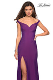 Picture of: Elegant Off the Shoulder Dress with Side Leg Slit in Violet, Style: 27587, Main Picture