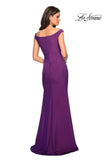Picture of: Elegant Off the Shoulder Dress with Side Leg Slit in Violet, Style: 27587, Back Picture