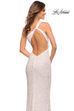 Picture of: One Shoulder Luxurious Soft Sequin Dress with Slit in White, Style: 30562, Detail Picture 11