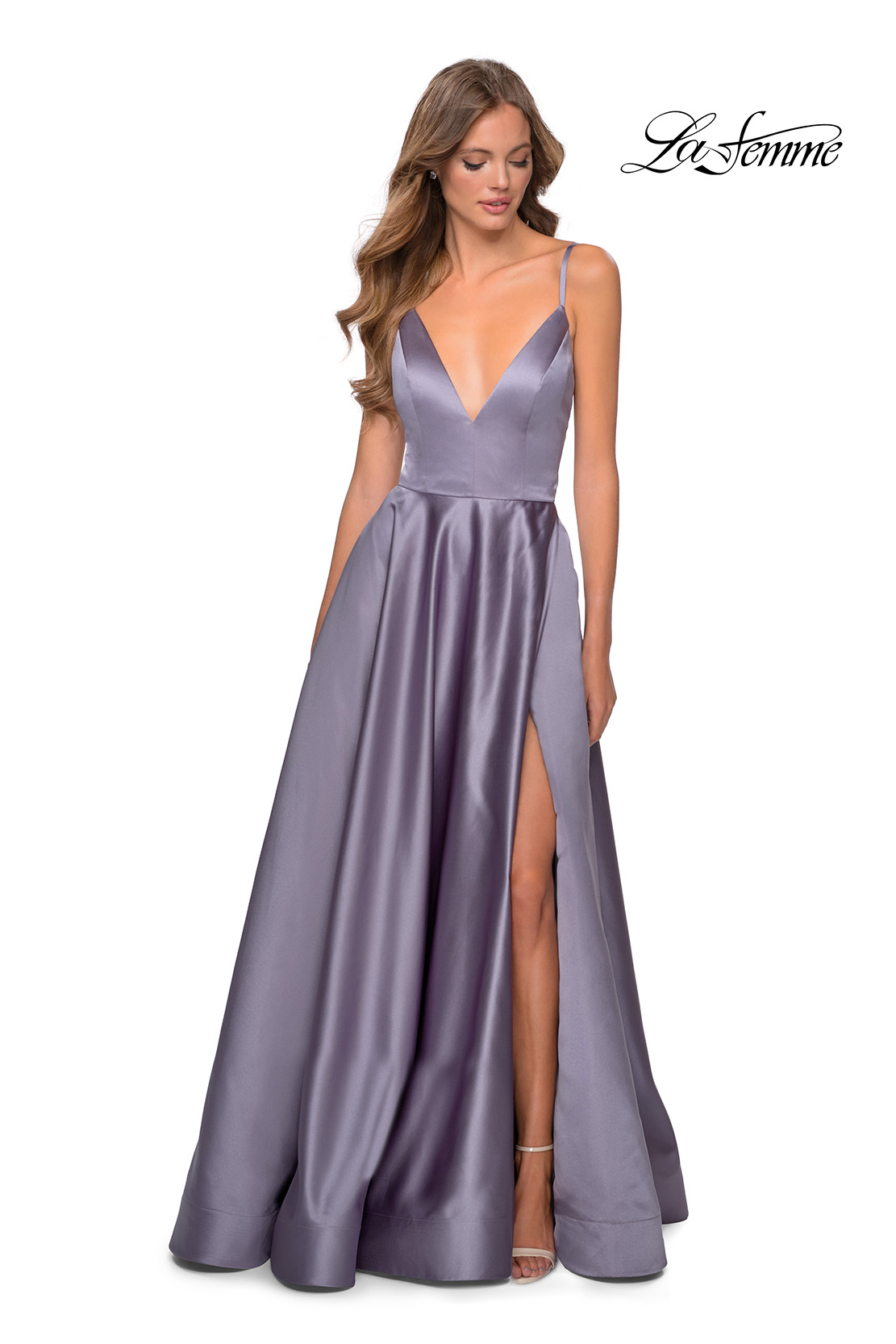 purple and gray dress