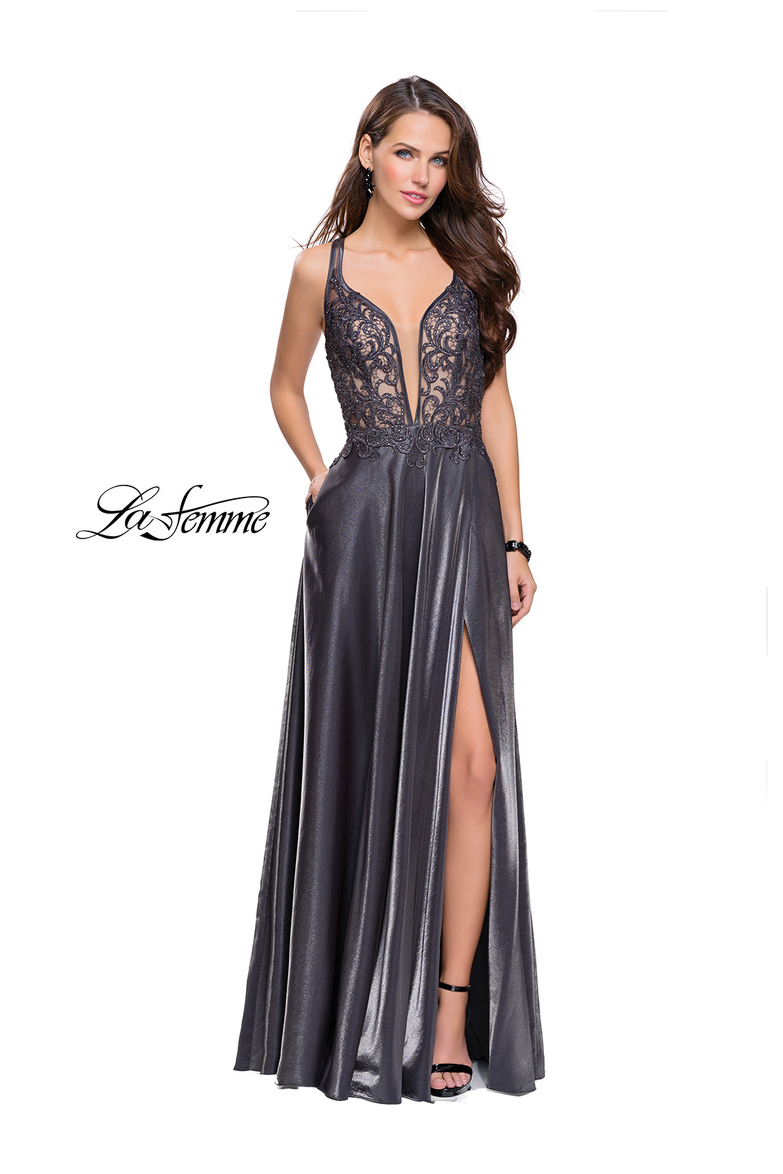 platinum prom dress