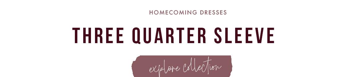 three quarter sleeve homecoming dresses