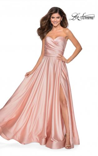 la femme strapless jersey evening dress