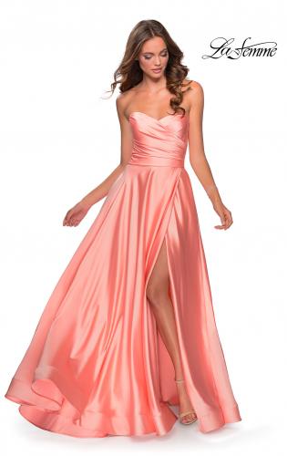 la femme strapless jersey evening dress