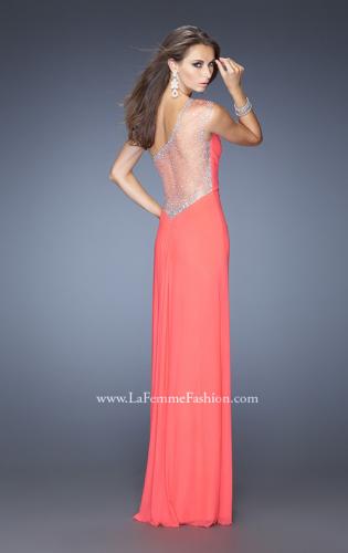 Picture of: Net Jersey Prom Dress with Criss Cross Ruched Bodice in Orange, Style: 20384, Main Picture