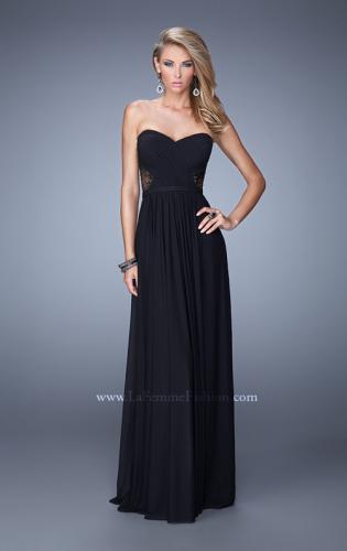 Picture of: Strapless Net Jersey Gown with stones and Sheer Back in Black, Style: 20934, Main Picture