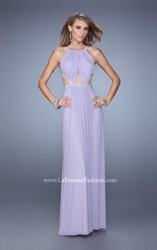 Picture of: Modern Jersey Prom Dress with High Neck and Gathering in Lavender, Style: 21145, Main Picture