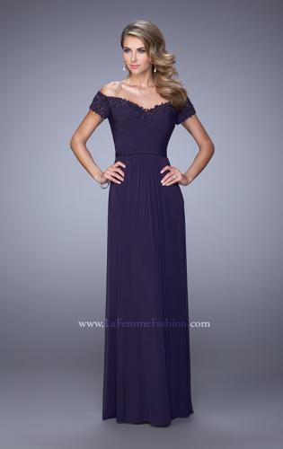 Picture of: Off the Shoulder Evening Dress with Jeweled Embroidery in Purple, Style: 21613, Main Picture