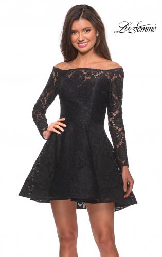 long sleeve off the shoulder short dress