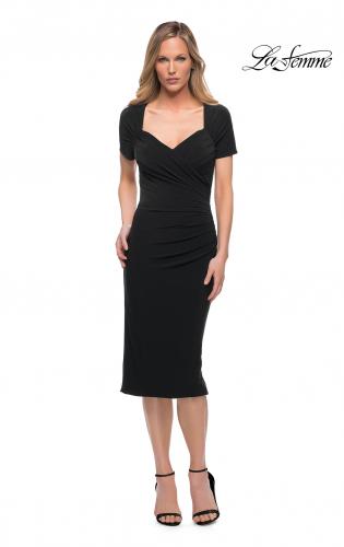 Affordable Knee Length Plunge Black 2019 Sleeveless Little Black Dresses  Semi Formal Dresses Chiffon 713190609 - Ricici.com