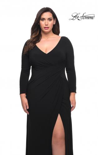 Long sleeve long sale black dress plus size