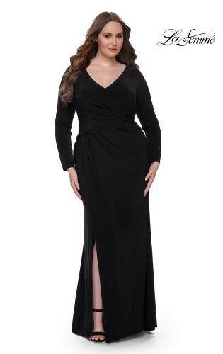 Black plus size gown with sleeves best sale