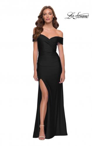 La femme off discount the shoulder evening dress