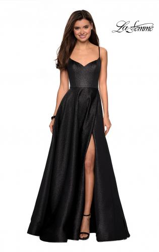 black form fitting prom dress