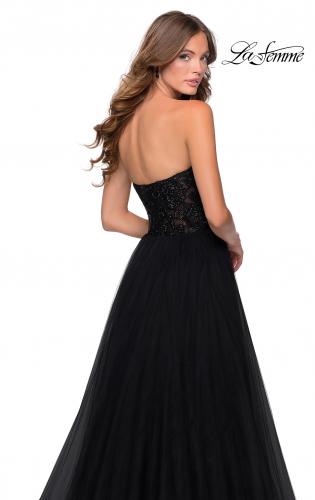 la femme strapless jersey evening dress