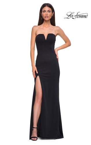 Picture of: Chic Jersey Evening Dress with V Neckline in Black , Style 32784, Detail Picture 5