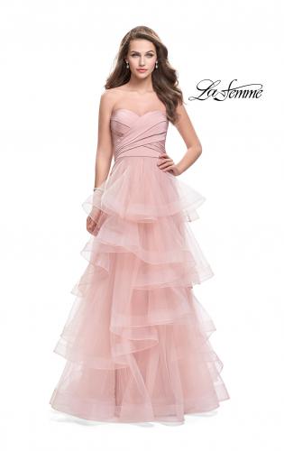 Picture of: Long Tulle Gown with Sweetheart Neckline in Blush, Style: 25430, Main Picture