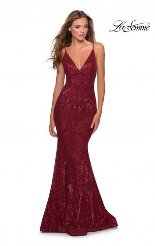 red tight sparkly prom dress