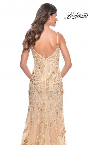 Dazzled Up Champagne Embroidered Backless Maxi Dress