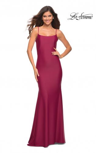 Picture of: Chic Luxe Jersey Gown with Train and V Back in Dark Berry, Main Picture