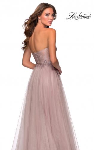 la femme strapless jersey evening dress