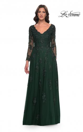 Dark Green Lace Mother Of The Bride Dresses With Jewel Neck Long