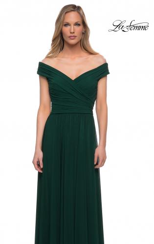 long sleeve green gown