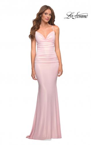 pink metallic gown