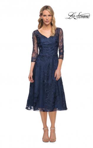 tea length navy mother of the bride dress