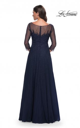 Long Sleeves Blue Lace Mother of the Bride Dress (26170205) - eDressit