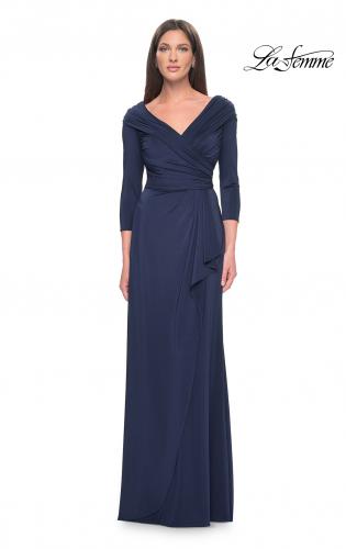 Navy off the shoulder shop mother of the bride dress