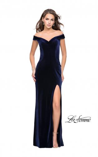 Navy blue hotsell velvet evening gown