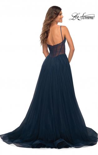 corset prom dress blue