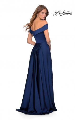 Navy Blue Off Shoulder Princess Long Party Dress, A-line Junior Prom Dress  N022 on Luulla