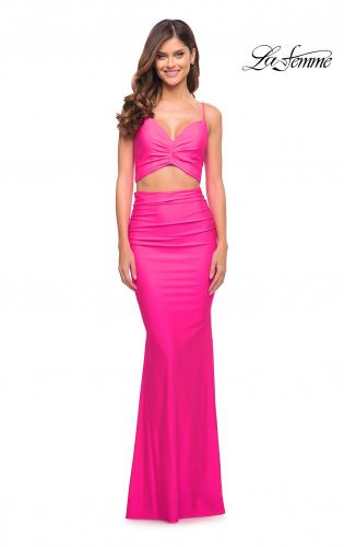 Hot pink 2 2025 piece prom dress