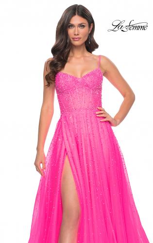 Hot pink prom dress cheap long