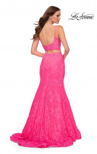 2 piece pink prom dress