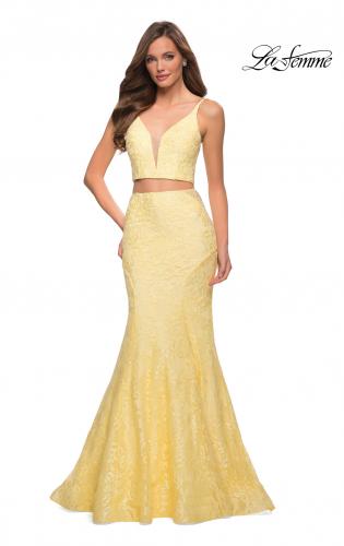 Two piece prom dresses cheap yellow