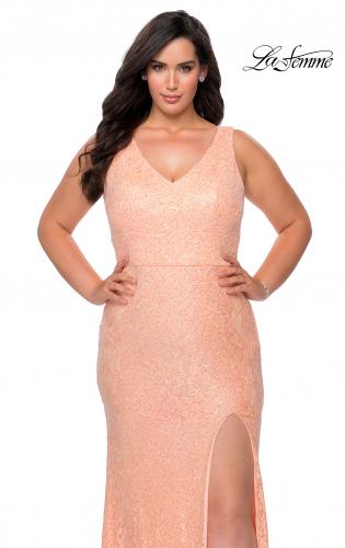 Peach lace dress deals plus size