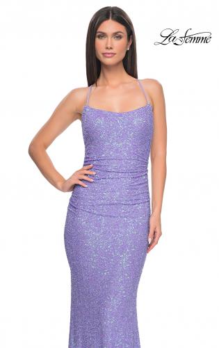  KECKS Dresses for Women Women's Dress Sequin Decor Mesh Panel  Satin Prom Dress Dresses (Color : Purple, Size : X-Large) : Clothing, Shoes  & Jewelry