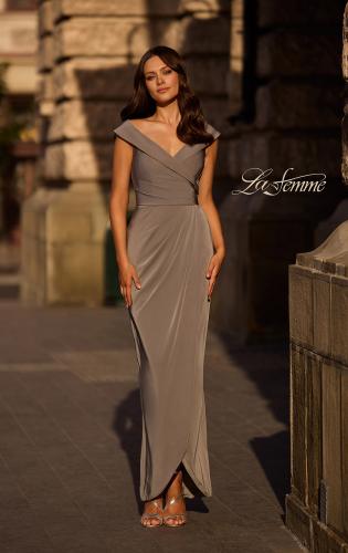 Picture of: Long Jersey Dress with Ruching and Cap Sleeves, Style: 25206, Main Picture