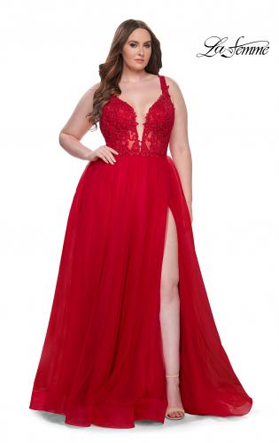 Plus size red formal on sale dress