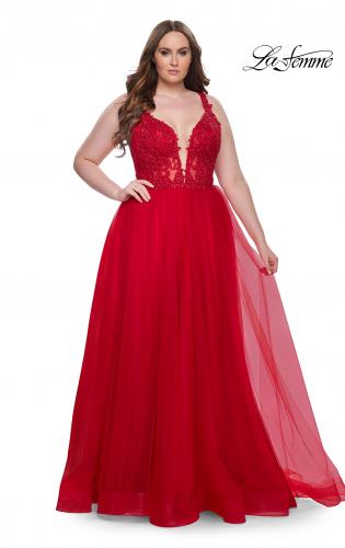 Plus size long red formal dress best sale