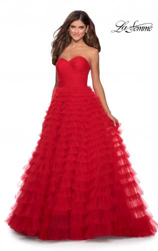 la femme strapless jersey evening dress