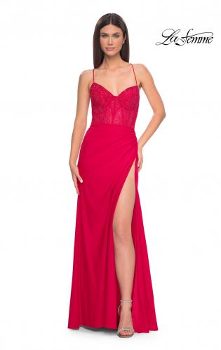 Maulana Red Lace Prom Dress