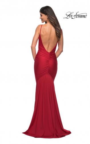 La Femme - 14186 Elegant Sleek Long Dress with Criss Cross Back