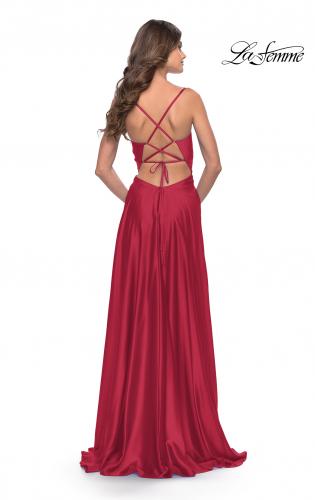 Red Silk Satin Sheath Spaghetti Straps Prom Dresses PL540