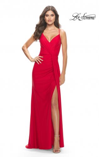 Red Silk Satin Sheath Spaghetti Straps Prom Dresses PL540
